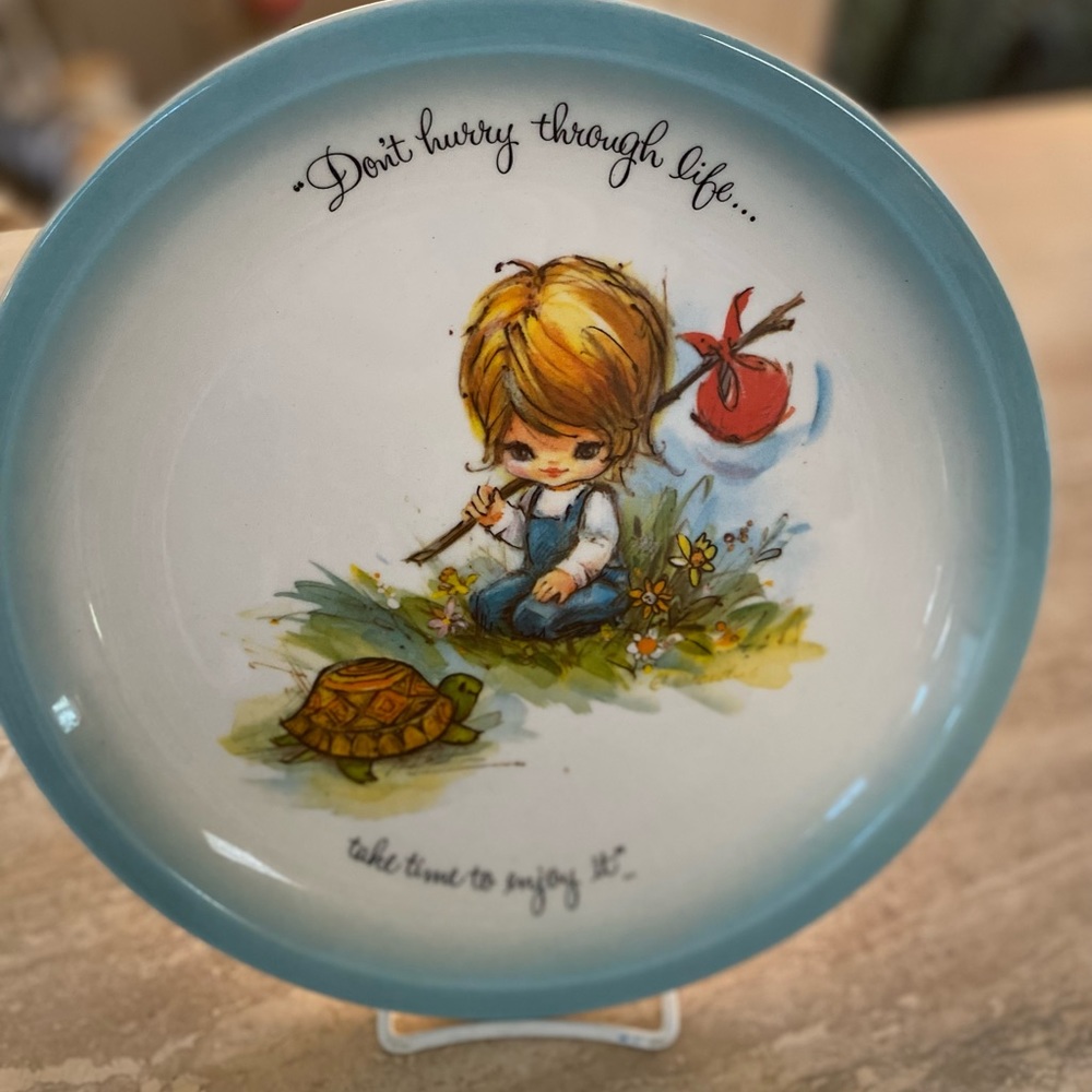 Don’t hurry through life, take time to enjoy it.  Vintage 1970’s plate